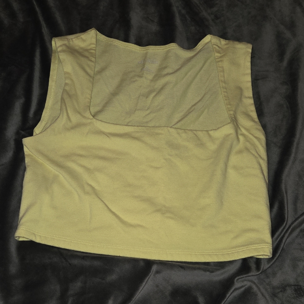 Women's Square Neck Crop Tank Top - Yellow